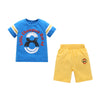AB0008 Boys 2-piece Suit T-shirt Top Shorts Figure Printed Round Neck