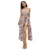 Floral Print Wrap Spaghetti Strap Women Jumpsuit with Hem