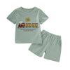 AB0006 Boys 2-piece Suit T-shirt Shorts Train Sun Printed Round Neck