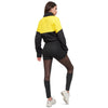 Women Pullover Stand Collar Color Blocking Long Sleeve Zipper Drawstring Crop Top