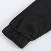 Women Pullover Stand Collar Color Blocking Long Sleeve Zipper Drawstring Crop Top