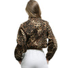 Leopard Print Pullover Zipper Tied-up Bottom Short Women Top