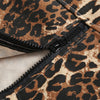 Leopard Print Pullover Zipper Tied-up Bottom Short Women Top