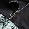 Snakeskin Print Hoodie Patchwork Zipper Long Sleeve Pullover
