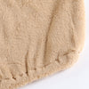 Women Sweatshirt Faux Fur Convertible Collar Solid Color Zipper Loose Long Sleeve