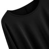 Women T-shirt Round Color Elastic Cuff Long Sleeves Solid Color Asymmetric Hem