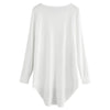 Women T-shirt Round Color Elastic Cuff Long Sleeves Solid Color Asymmetric Hem