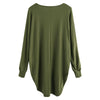 Women T-shirt Round Color Elastic Cuff Long Sleeves Solid Color Asymmetric Hem