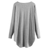 Women T-shirt Round Color Elastic Cuff Long Sleeves Solid Color Asymmetric Hem