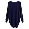 Women T-shirt Round Color Elastic Cuff Long Sleeves Solid Color Asymmetric Hem