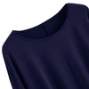 Women T-shirt Round Color Elastic Cuff Long Sleeves Solid Color Asymmetric Hem