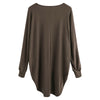 Women T-shirt Round Color Elastic Cuff Long Sleeves Solid Color Asymmetric Hem