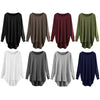 Women T-shirt Round Color Elastic Cuff Long Sleeves Solid Color Asymmetric Hem