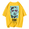 Men T-shirt Loose Style Face Printed Pattern Round Collar Short Sleeve for Summer