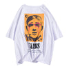Men T-shirt Loose Style Face Printed Pattern Round Collar Short Sleeve for Summer