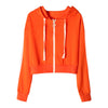 Women Hoodie Sweatshirt Top Long Sleeve Zipper Drawstring Neck