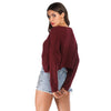 Irregular Knitted Women Pullover V-neck Long Sleeve Short Blouse Sweater