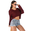 Irregular Knitted Women Pullover V-neck Long Sleeve Short Blouse Sweater