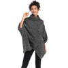 Women Sweater Funnel Sleeves Batwing Dolman Uneven Hem