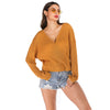 Wrap-around Loose Sweater Long-sleeved Solid Color