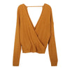 Wrap-around Loose Sweater Long-sleeved Solid Color