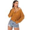 Wrap-around Loose Sweater Long-sleeved Solid Color