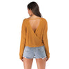 Wrap-around Loose Sweater Long-sleeved Solid Color