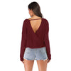 Wrap-around Loose Sweater Long-sleeved Solid Color