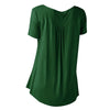 Plus Size Solid Color Ruched Front Button T Shirt