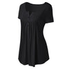 Plus Size Solid Color Ruched Front Button T Shirt