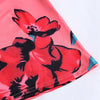 Women Print Long Dress Spliced Round Collar Short Sleeve High Waist