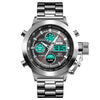 SKMEI 1515 Men's Fashion Hip Hop Style Double Display Digital Watch Stainless Steel Strap