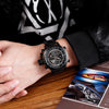 SKMEI 1515 Men's Fashion Hip Hop Style Double Display Digital Watch Stainless Steel Strap