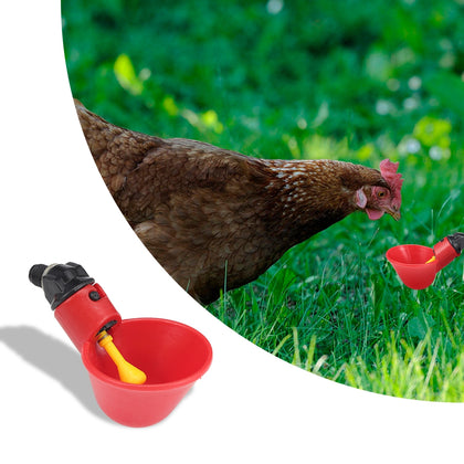12PCS Automatic Waterer Drinker Red Bowl Cups Chicken Coop Poultry Chook Bird Turkey Drink Pigeon Quail Refill