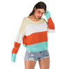 Color Blocking Sweater Striped Long-sleeved for Women