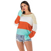 Color Blocking Sweater Striped Long-sleeved for Women