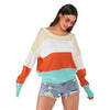 Color Blocking Sweater Striped Long-sleeved for Women