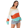 Color Blocking Sweater Striped Long-sleeved for Women