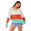 Color Blocking Sweater Striped Long-sleeved for Women