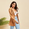 Solid Color Women Suit Button Cardigan with Fake Pocket