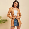 Solid Color Women Suit Button Cardigan with Fake Pocket