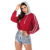 Patchwork Hoodie Color Blocking Long-sleeved for Women