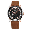 OUBAOER 2020A Men's Quartz Watch Leather Strap Hollow Face Luminous Calendar Small Three-Pin