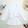 Women Suit Coat Waist Belt Plunging Neck Lapel Long Sleeves