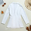 Women Suit Coat Waist Belt Plunging Neck Lapel Long Sleeves