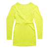 Women Dress Plunging Neck Lantern Sleeve Solid Pleat