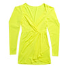 Women Dress Plunging Neck Lantern Sleeve Solid Pleat