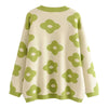 Floral Knitted Sweater Round Collar Casual  Women Pullover