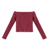 Elastic Women Crop Top Solid Color Long Sleeve Close-fitting T-shirt