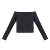 Elastic Women Crop Top Solid Color Long Sleeve Close-fitting T-shirt